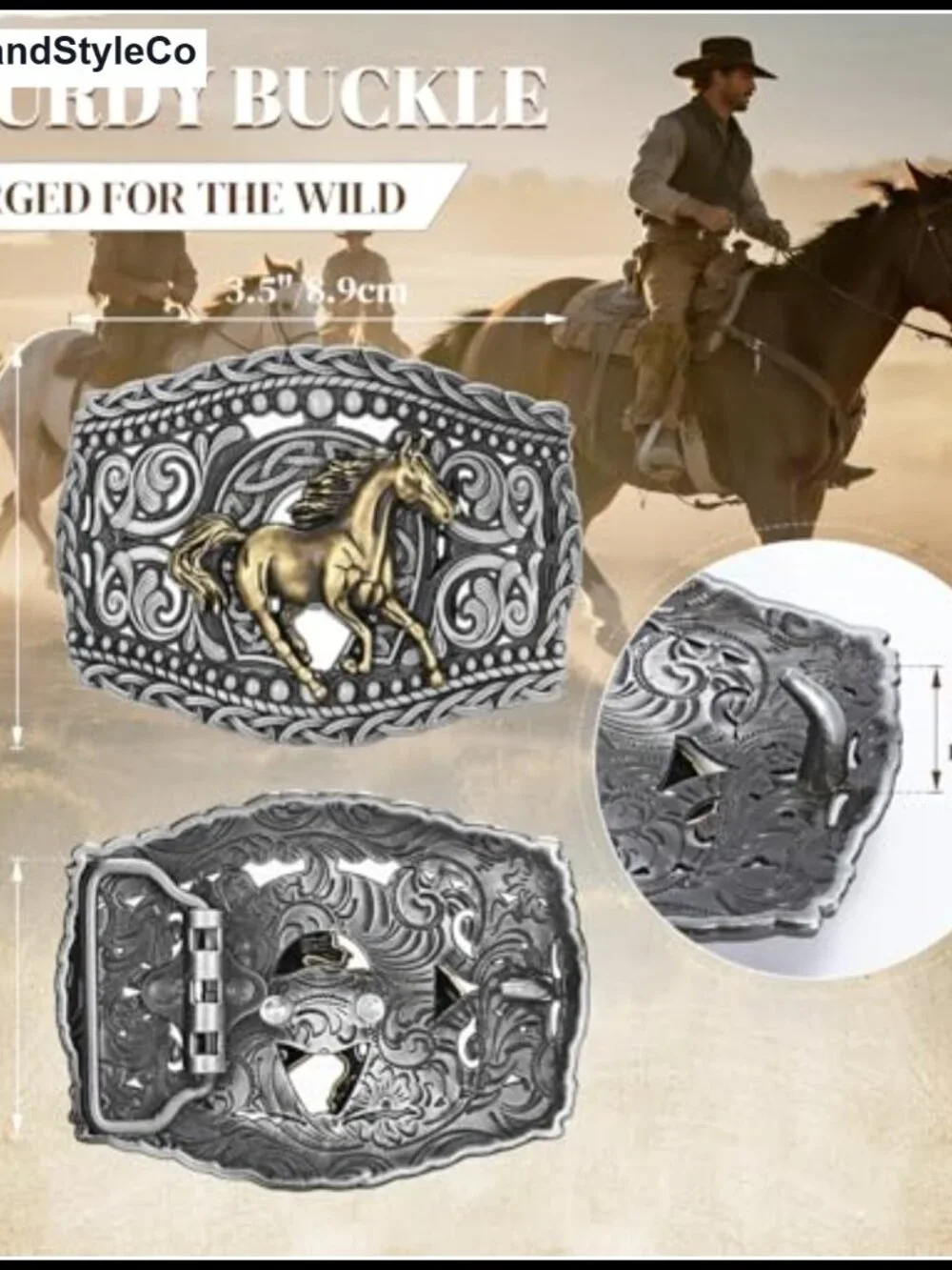 Leather Western Cowboy Belt with Buckle for Rodeo Outfit